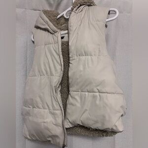 Universal Thread Cream Puffer Vest with Sherpa Lining